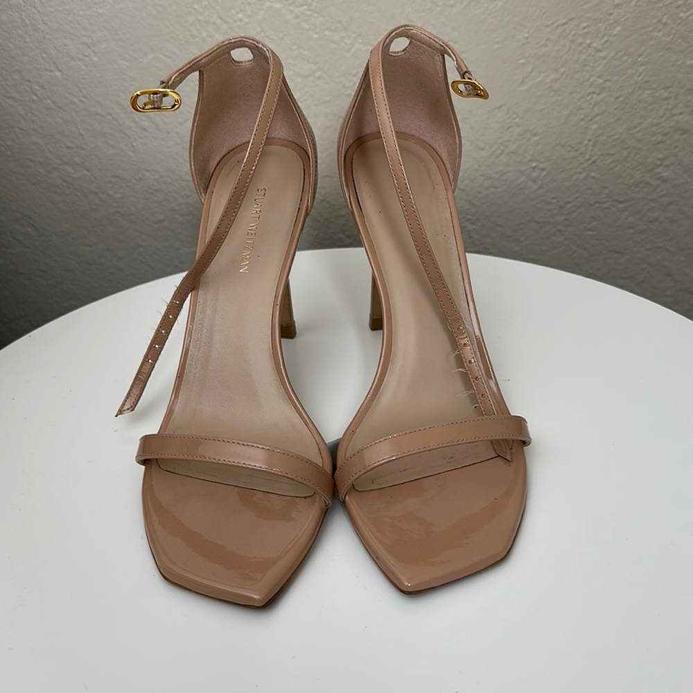 Stuart Weitzman Nude Patent Leather Amelina heels